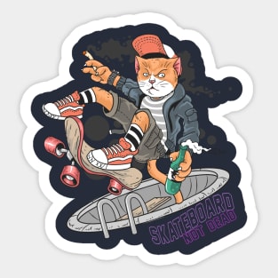 cat skateboard pop punk Sticker